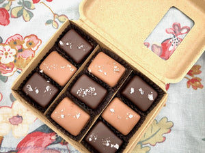 9 Piece Milk & Dark Chocolate Covered Salted Caramels, Mixed -  - Farmhouse Chocolates - Wild Lark