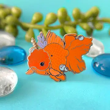 Enamel Pin: The Crowned Rabbit - Orange Oranda Goldfish - The Crowned Rabbit - Wild Lark