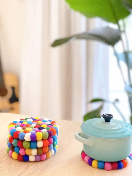 Multicolored Felt Ball Coasters | Set of 4- Case of 4 -  - Sheep Farm Felt - Wild Lark
