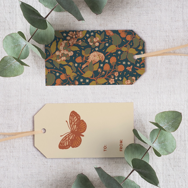 Gift Tag Set of 8 - Berries - Mustard Beetle - Wild Lark