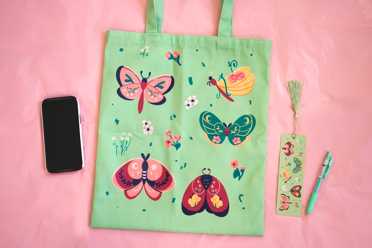 Moths & Wildflowers Tote Bag - - The Moonborn - Wild Lark