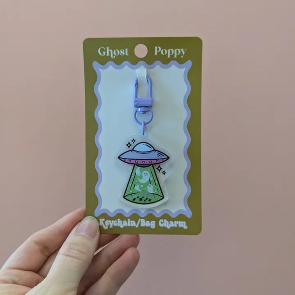 I Believe in Ghosts Keychain + Bag Charm - - Ghost Poppy - Wild Lark