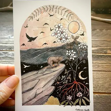 Kat Ryall Postcards - 4x6 - Bear on Rough Ridge - Recycled Card Stock - Kat Ryalls - Wild Lark