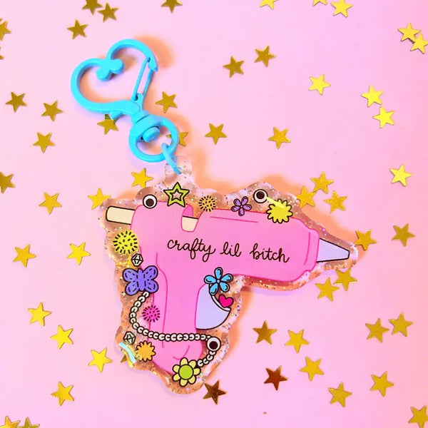 Crafty Lil Bitch Keychain - - The Peach Fuzz - Wild Lark