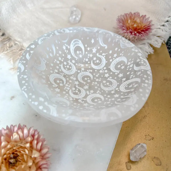 Celestial Selenite Crystal Jewelry Bowl Trinket Dish - Large (4") - Fractalista Designs - Wild Lark