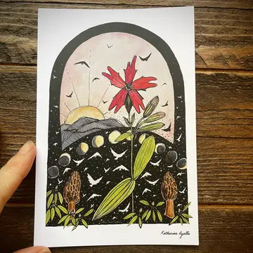 Kat Ryall Postcards - 4x6 - Morel & Fire Pink - Recycled Card Stock - Kat Ryalls - Wild Lark