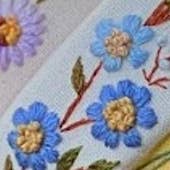 Summer Floral Embroidered Headband - White with Blue Flowers - Quince Fables - Wild Lark