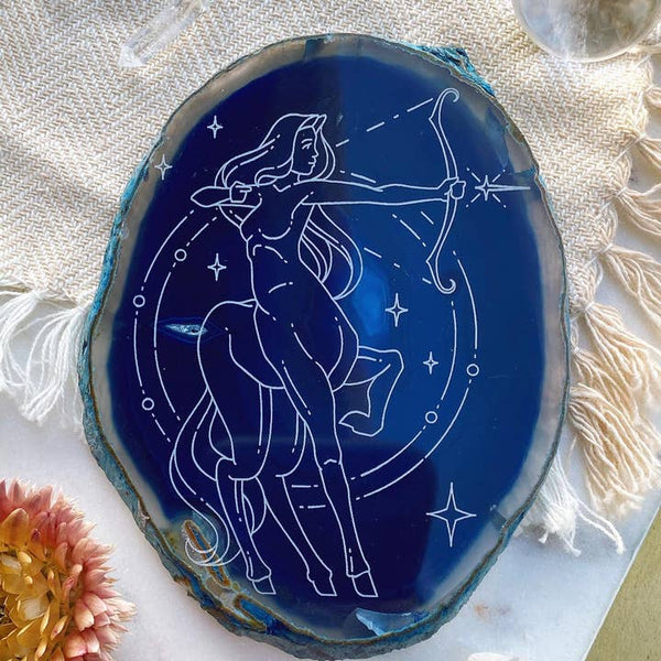 Zodiac Symbol Agate Slices Astrology Sign Horoscope - Sagittarius- Goddess - Fractalista Designs - Wild Lark