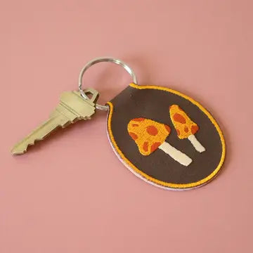 Embroidered Keychain - Mushroom - Lindy Stark Designs - Wild Lark