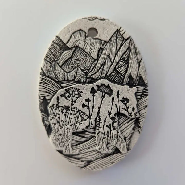 Pottery Ornament- Mountain Bear - - Walton Clay Studio - Wild Lark