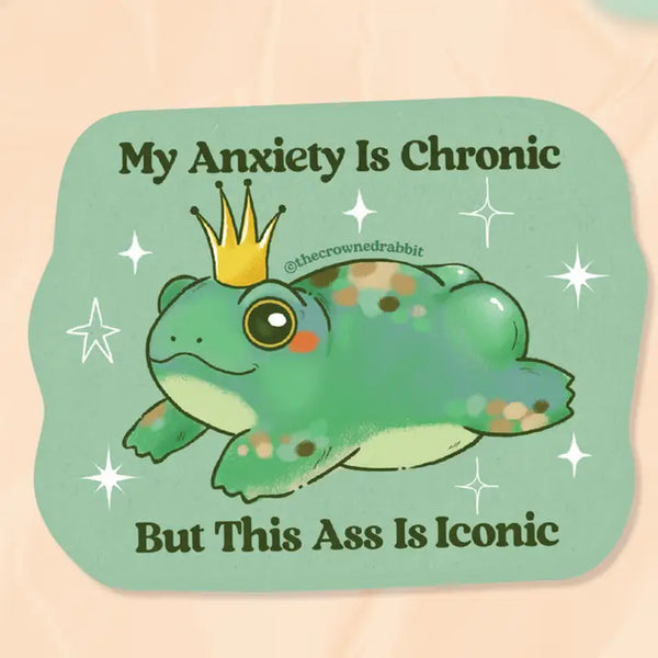 Vinyl Stickers: The Crowned Rabbit - Chronic Anxiety Frog - The Crowned Rabbit - Wild Lark