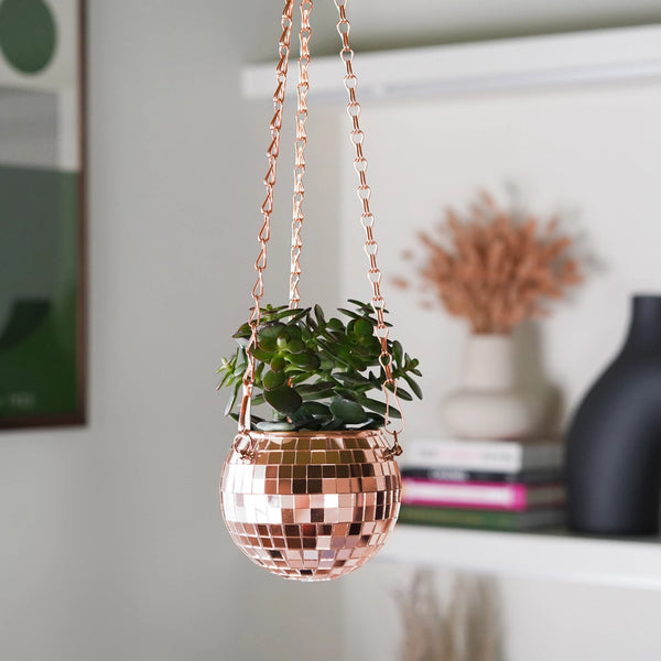 Disco Ball Hanging Planter - 4 inch Rose Gold - Bubblegum Stuff US - Wild Lark