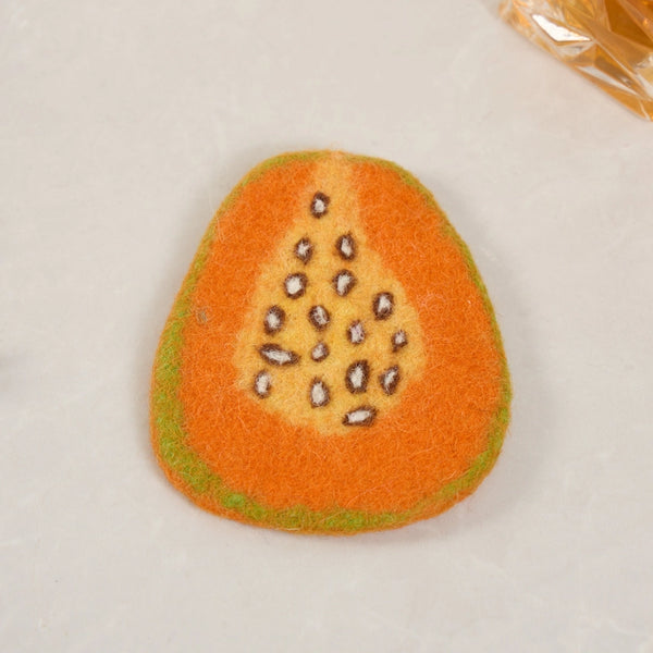 Handcrafted Wool Felt Fruits Coasters - Cantaloupe - Sparkle Being - Wild Lark