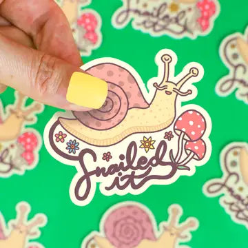 Turtle's Soup Vinyl Stickers - Snailed It Snail Silly Animal Pun Vinyl Sticker - Turtle's Soup - Wild Lark