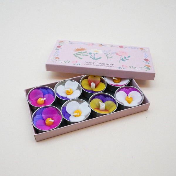 Handmade Scented Flower Tealights - Purple Pansy - Hana Blossom - Wild Lark