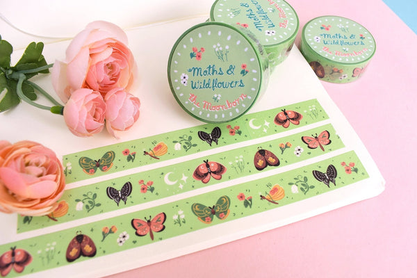 Washi Tape - Moths & Wildflowers - The Moonborn - Wild Lark