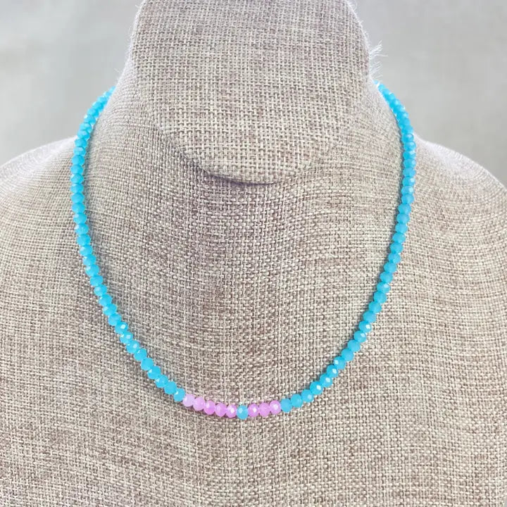 Crystal Beaded Delicate Necklace - Cotton Candy - Ewelina Pas Jewelry - Wild Lark