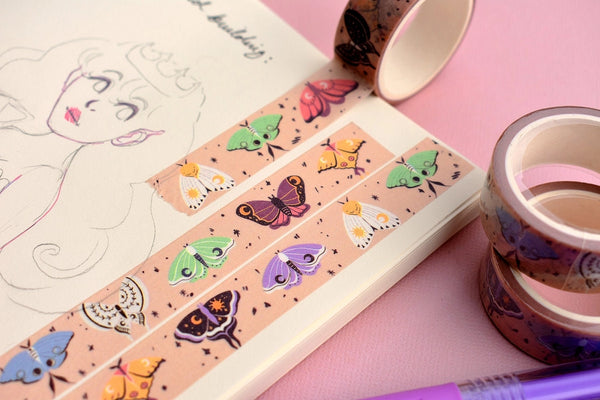 Washi Tape - Whimsical Moths - The Moonborn - Wild Lark