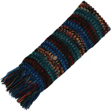 Electric Scarves-Hand Knitted Wool - Blue Stripe - black yak - Wild Lark