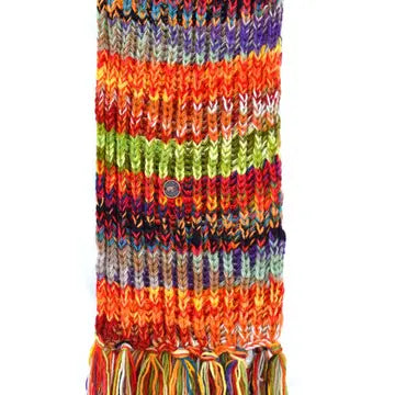 Electric Scarves-Hand Knitted Wool - Orange Electric - black yak - Wild Lark