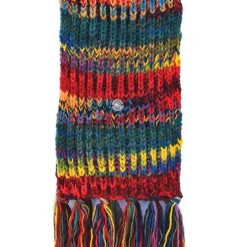 Electric Scarves-Hand Knitted Wool - Red Electric Stripe - black yak - Wild Lark