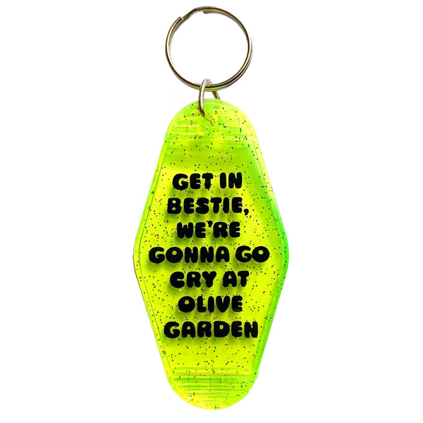 Motel Tag Keychain - Let's Go Cry At Olive Garden - Krystan Saint Cat - Wild Lark