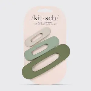 Kitsch Hair Clips - Recycled Plastic Matte Flat Lay Claw Clip 3pc - Eucalyptus - KITSCH - Wild Lark