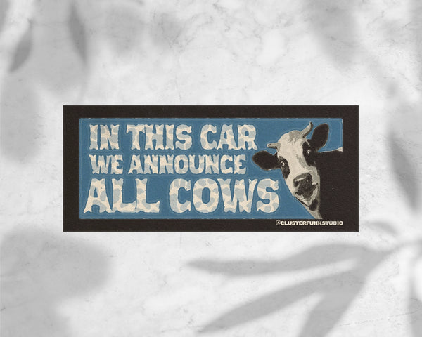 Stickers - Cow Bumper Sticker - Cluster Funk Studio - Wild Lark