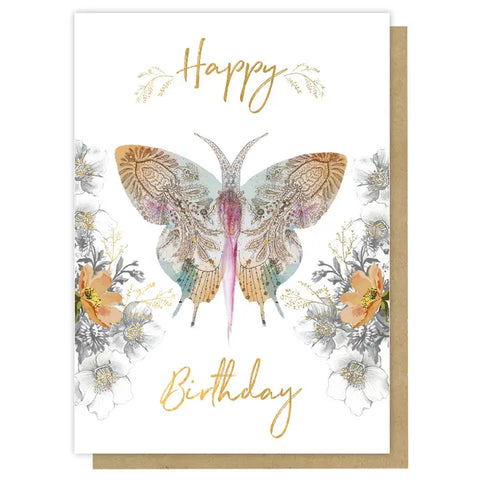 Greeting Card - Paisley Butterfly Birthday - - PAPAYA - Wild Lark