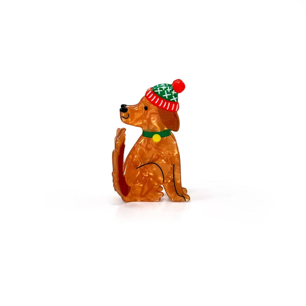 Holiday Hair Claw - Golden Wearing Beanie - Rainbow Unicorn Birthday Surprise - Wild Lark