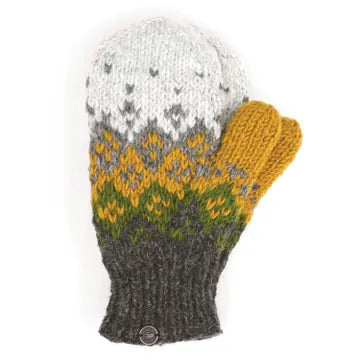 Fjall Mittens - Pure Wool - Knitted - Mustard - black yak - Wild Lark