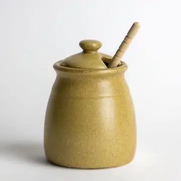 Honey Pot & Wooden Honey Stick - Go Green Earthware - Emerson Creek Pottery - Wild Lark