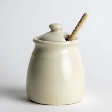 Honey Pot & Wooden Honey Stick - Pearl - Emerson Creek Pottery - Wild Lark