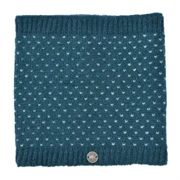Tick Snood - Hand Knitted Wool - Deep Atlantic - black yak - Wild Lark