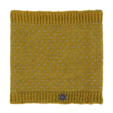 Tick Snood - Hand Knitted Wool - Mustard Grey - black yak - Wild Lark