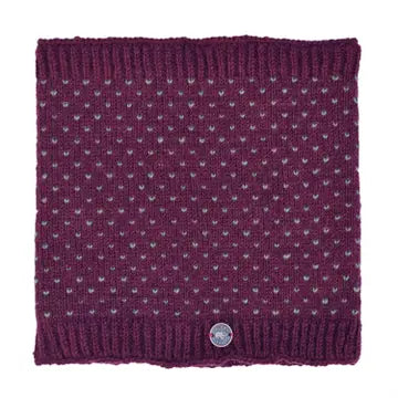 Tick Snood - Hand Knitted Wool - Deep Plum Green - black yak - Wild Lark
