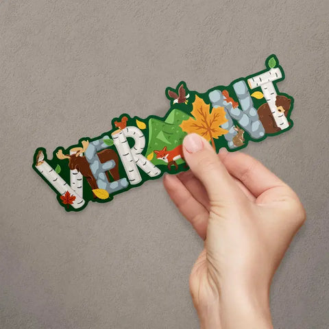 Vermont Whimsical Animals Vinyl Bumper Sticker - - RetroPlanet - Wild Lark