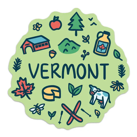 Vermont Doodles Playful Icons Souvenir Sticker Die Cute Vinyl - - RetroPlanet - Wild Lark