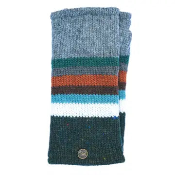 Wrist Warmers Pure Knitted Wool - Heather Edge(NO POCKET)-Pine Heather - black yak - Wild Lark