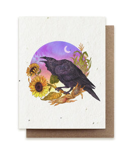 Plantable Herb Seed Card - Illustrated - Fall Raven - The Bower Studio - Wild Lark