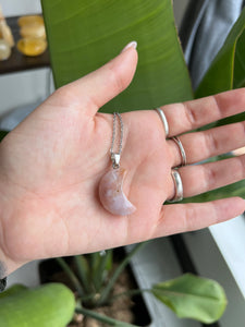 Flower Agate Moon Crystal Necklace -  - Sapphire & Sage - Wild Lark