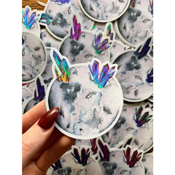 Holographic Stickers - Gray Moon Sticker - Elyse Breanne Design - Wild Lark