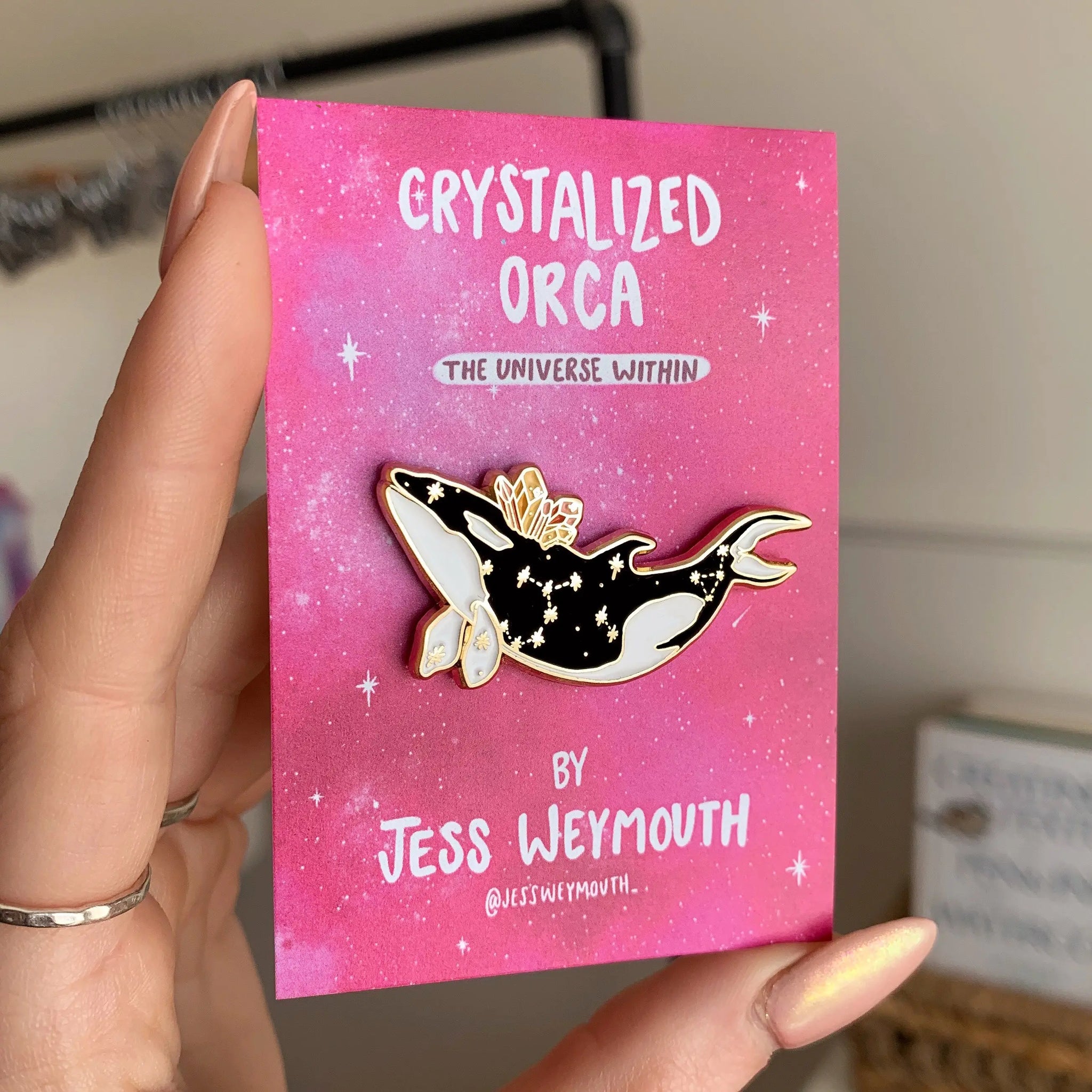 Crystalized Orca Enamel Pin - Pink -  - Jess Weymouth - Wild Lark