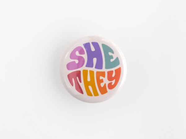 Retro Pronoun Buttons - She/They - ROBNKO - Wild Lark