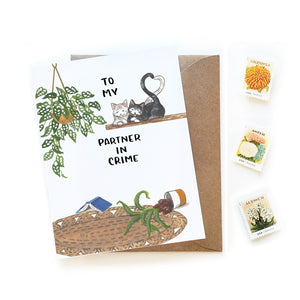 "To My Partner in Crime" Sneaky Cats Card -  - Sketchy Notions - Wild Lark