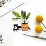 Cat and Plant Stickers - Tuxedo Cat with Banana Leaf Palm - Sketchy Notions - Wild Lark