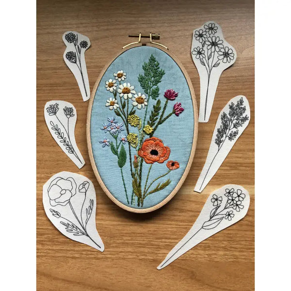 Peel Stick and Stitch - Hand Embroidery Patterns - Wild Flowers - MCreativeJ - Wild Lark