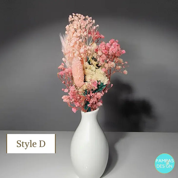 Mini Dried Flower Bouquet - 6 Color Schemes Available (vase not included) - D - Pampas Design - Wild Lark