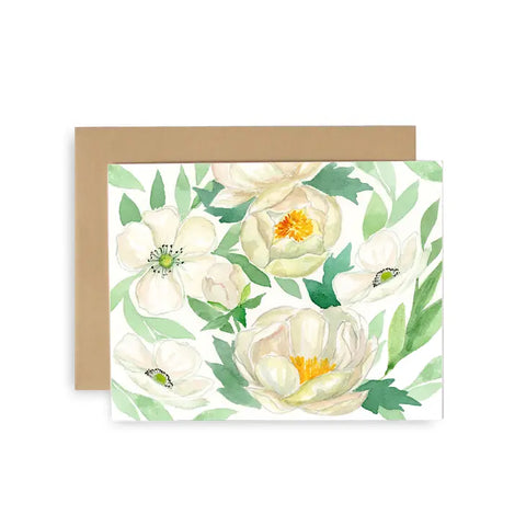 White Floral Card -  - Tram Colwin Studio - Wild Lark
