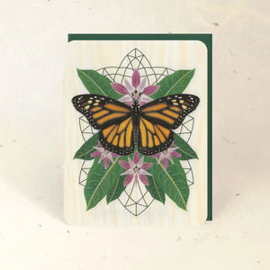 Monarch & Milkweed Wood Greeting Card -  - Little Gold Fox Designs - Wild Lark